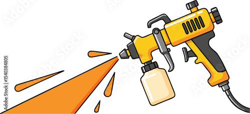 Vibrant Yellow Spray Gun in Action