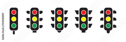Traffic light icon isolated on white background. Traffic light illustration. Colored traffic light sign.