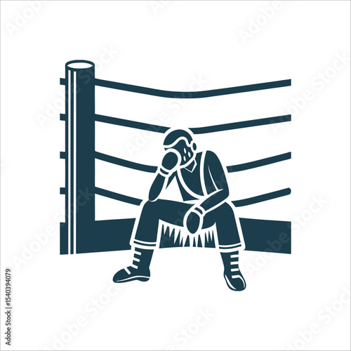 Boxer Resting Corner: Sports Icon Silhouette Corner Resting A fighter seated between rounds