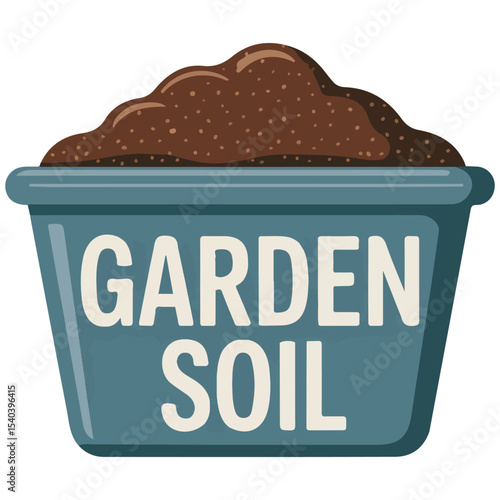 Gardening dirt sack flat vector isolated white background