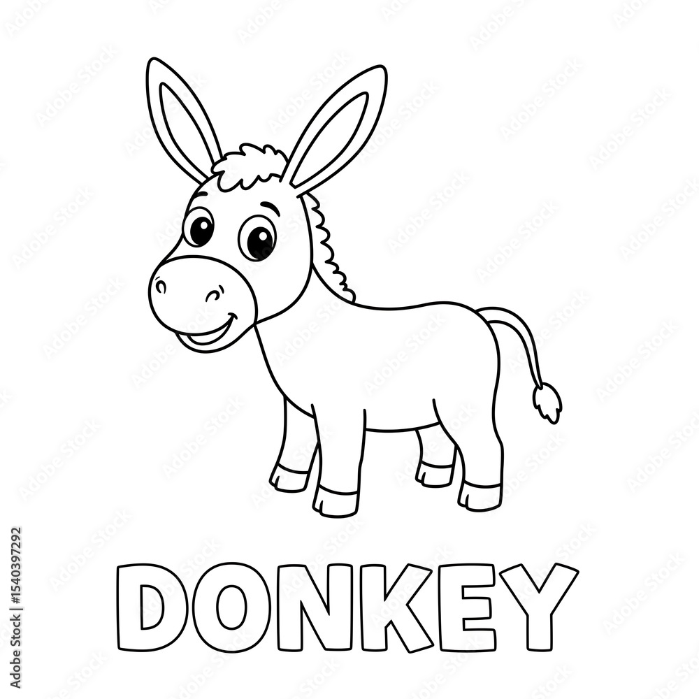 Fototapeta premium Coloring picture of animal. Learning book for kids. Drawing picture for kids