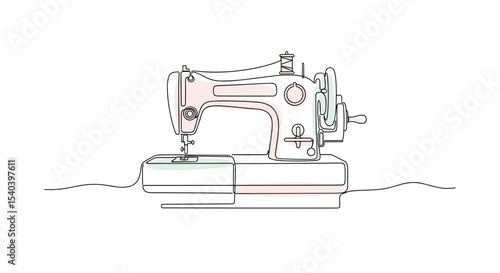 Sewing machine on white background, simple vector illustration for stylish design