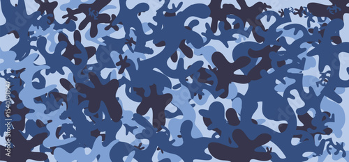 Army blue Camouflage texture seamless pattern vector background