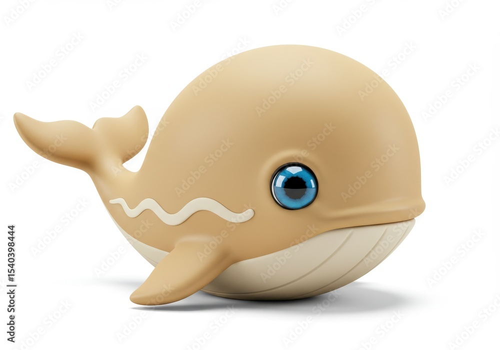 Naklejka premium Cute whale toy with blue eyes on a white background, studio shot