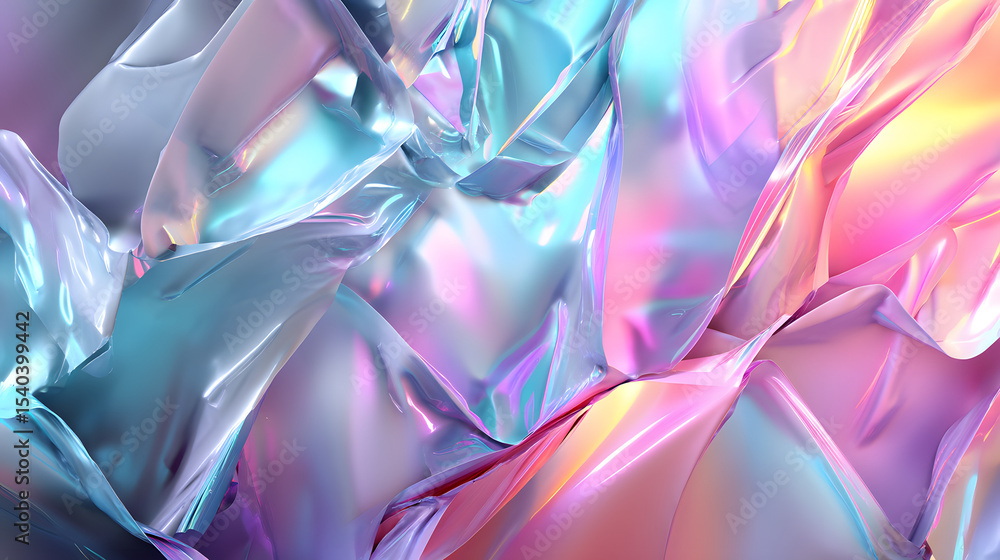 Obraz premium Surreal radiant futuristic holographic background with glowing irregular scratches, pastel gradient hues, and dynamic textures, creating a luminous glowing effect.