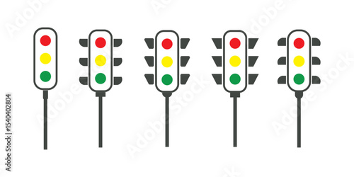 Traffic lights icon. Road signal light. Street control and direction
