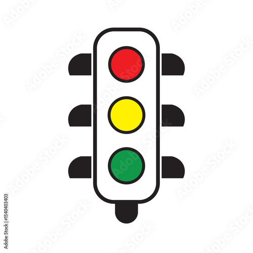 Traffic light icon isolated on white background. Traffic light illustration. Colored traffic light sign.