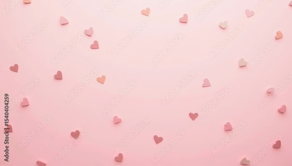 Heart confetti on pink background