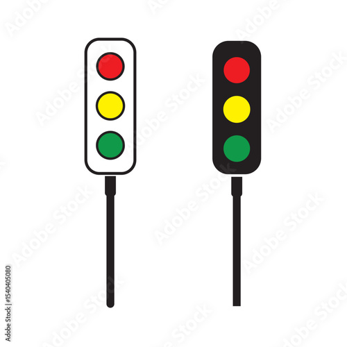 Traffic light icon. Symbol of road traffic, signal or driving rules. Attribute of intersection, transport or traffic regulation. Light road signal. Raster icon