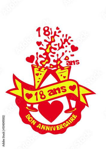 18 ans flute champagne anniversaire verre coeur