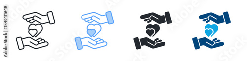 Compassion Icon Set Multiple Style. Design In Outline, Blue, Glyph, Dual Tone