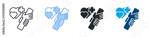Assistance Icon Set Multiple Style. Design In Outline, Blue, Glyph, Dual Tone