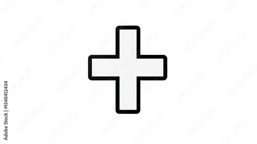plus symbol stands prominently in the center, featuring rounded corners and a thick outline! plus symbol stands prominently in the center, featuring rounded corners and a thick outline!