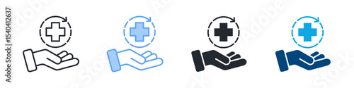 Healing Icon Set Multiple Style. Design In Outline, Blue, Glyph, Dual Tone