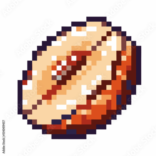 Pixel art coffee bean isolated on white retro digital icon, roasted arabica seed, vintage pixelated culinary design