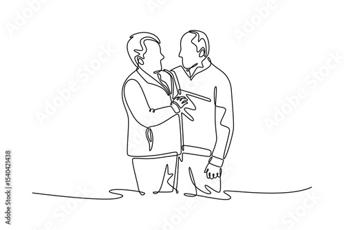 Senior love concept. Single line draw design. Vector graphic illustration