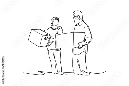 Senior love concept. Single line draw design. Vector graphic illustration