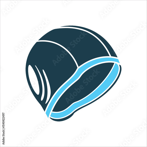 Hydrodynamic Swim Cap Icon, Blue and Dark Blue Swim Cap Smooth hydrodynamic shape