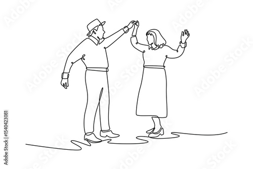 Senior love concept. Single line draw design. Vector graphic illustration