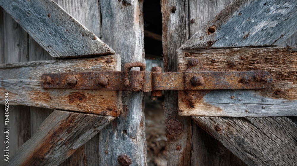 Rustic barn door opening abandoned farm close-up image rural setting perspective historical concept Rustic barn door opening abandoned farm close-up image rural setting perspective historical concept