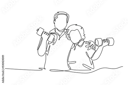Senior love concept. Single line draw design. Vector graphic illustration