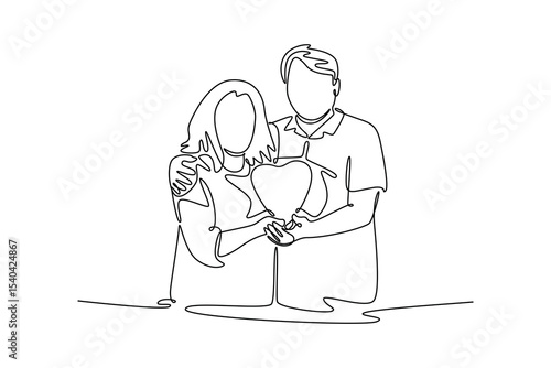 Senior love concept. Single line draw design. Vector graphic illustration