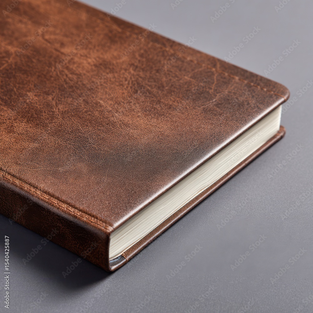 Elegant closed notebook with soft-touch cover resting on a smooth surface, inviting creativity and thoughts to blossom in a tranquil setting Elegant closed notebook with soft-touch cover resting on a smooth surface, inviting creativity and thoughts to blossom in a tranquil setting