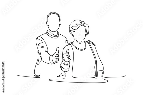 Senior love concept. Single line draw design. Vector graphic illustration