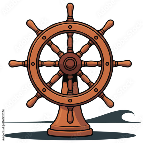 Boat steering wheel helm vector isolated white background