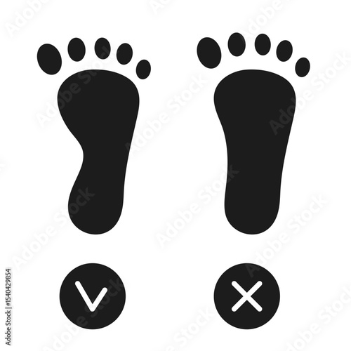 Healthy foot and flatfoot. Vector illustration isolated on white background.