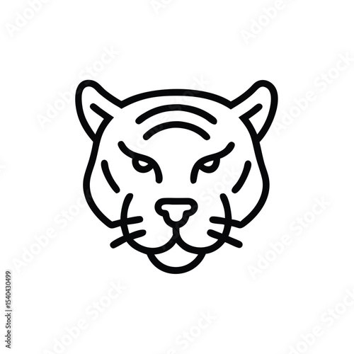 Hand drawn tiger head line art illustration graphic design