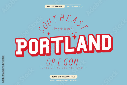 Bold and stylish college varsity text effect design with retro sports vibe. Editable vector perfect for t-shirts, logos, and athletic-themed graphics