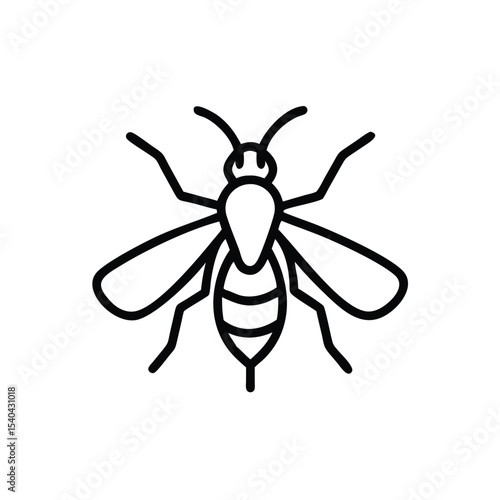 Hand drawn line art wasp insect icon design