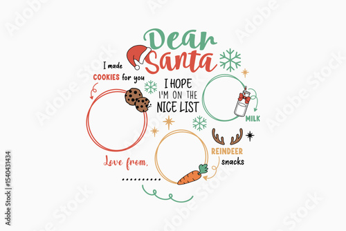 Santa Cookie Plate Printable with Reindeer Snacks Retro Santa tray SVG Design