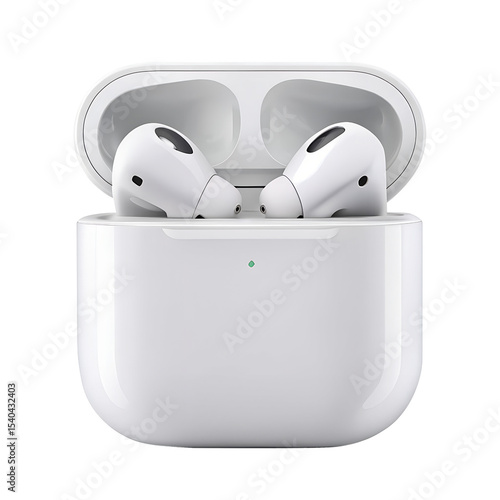 True wireless earbuds air pods isolated on transparent background