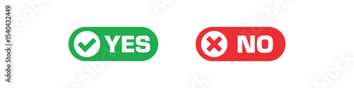 Yes no icon. On off switch vector set. Green yes icon. Red no icon. Green on sign set. Red off sign set. Isolated yes no vector icons.