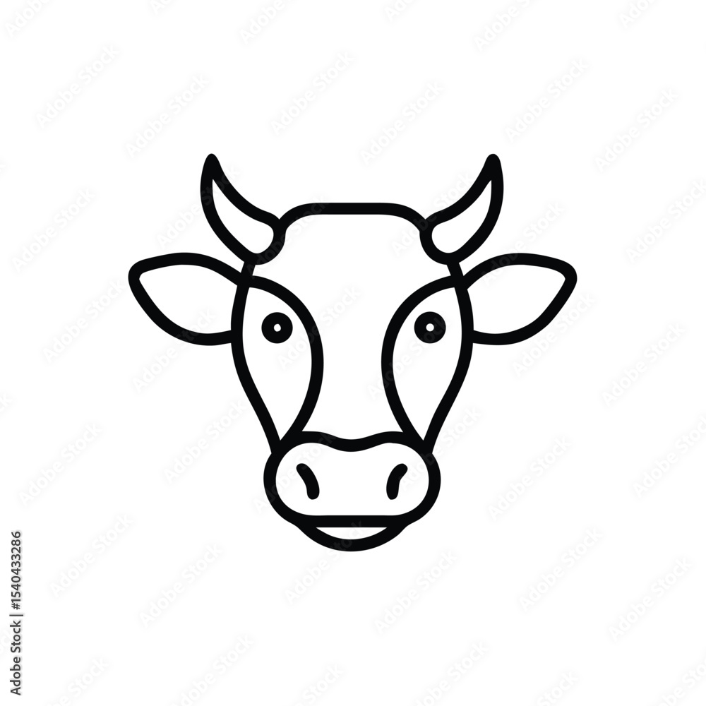 Hand drawn cow head line art illustration simple design Hand drawn cow head line art illustration simple design
