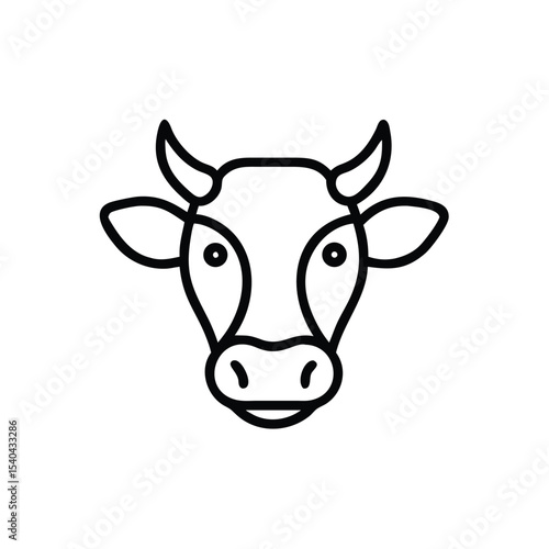 Hand drawn cow head line art illustration simple design