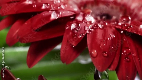 red flower with water drops