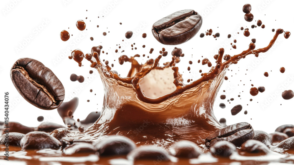 Roasted Coffee Beans and Pieces of Chocolate Isolated on White Background Roasted Coffee Beans and Pieces of Chocolate Isolated on White Background