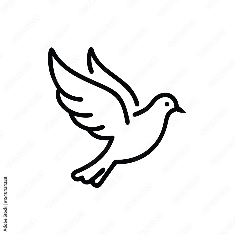 Obraz premium Hand drawn line art dove flying peace symbol
