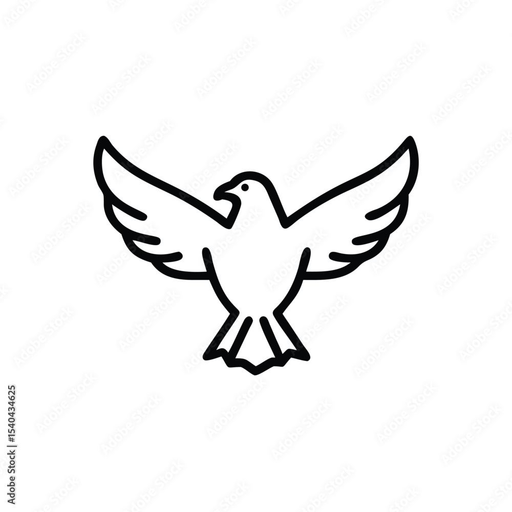 Obraz premium Hand drawn line art bird wings spread peace freedom