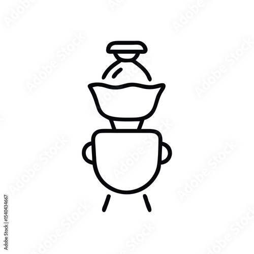 Hand drawn line art illustration of a food processor