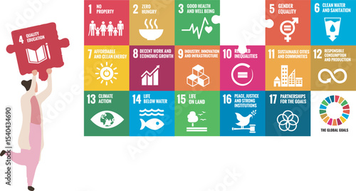 Person Holding SDG Puzzle Piece. Quality Education