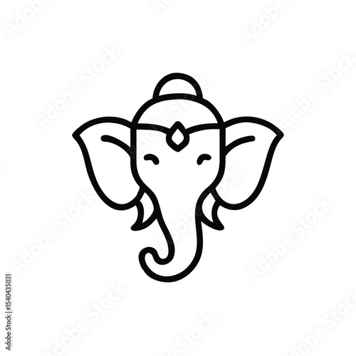 Adorable hand drawn ganesha icon hindu god elephant line art