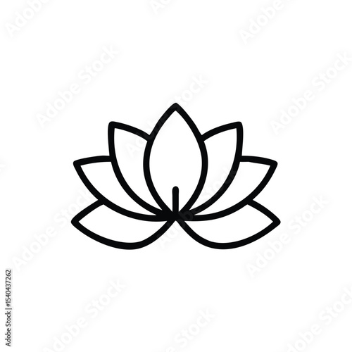 Simple hand drawn lotus flower line art icon design