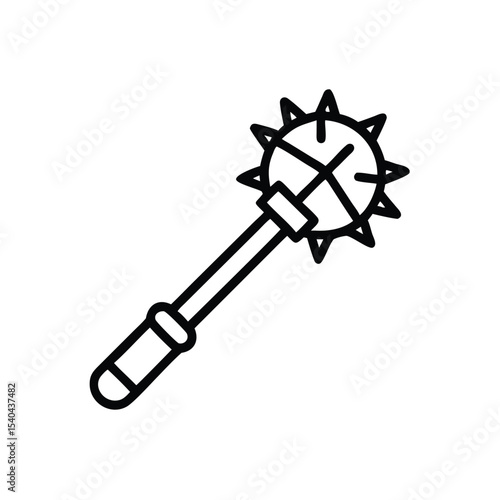 Hand drawn line art medieval spiked mace weapon