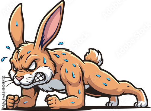 Muscular Pit Bull Doing Push-Ups Fitness, Strength, and Canine Power