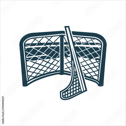 Ice Hockey Goal and Stick Vector Graphic Ice Hockey Goal Angular net with crossbar