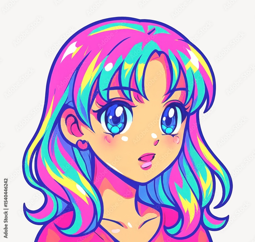 Vibrant anime girl portrait Vibrant anime girl portrait